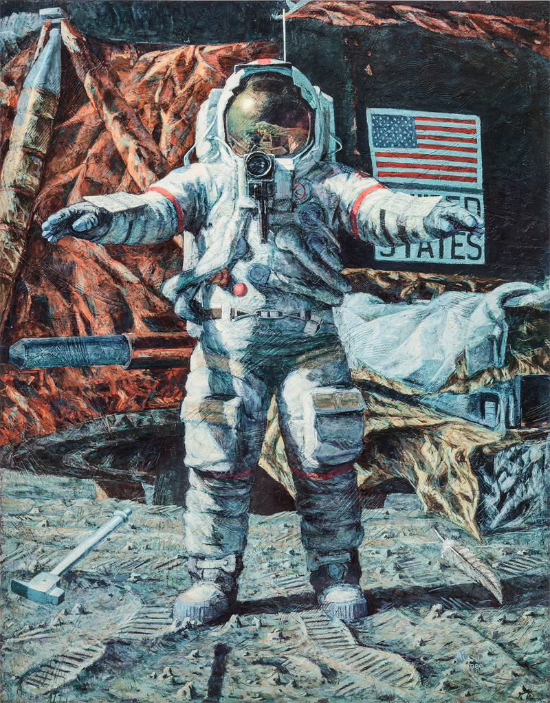 Illustration for article titled The Fourth Man To Walk On the Moon Also Paints Beautiful Space ArtÂ